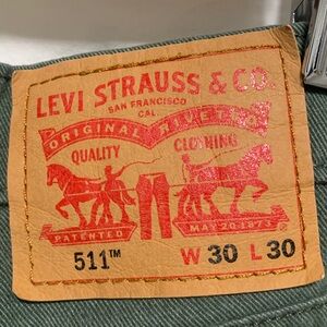 EUC Levi's Olive Green 511 Jeans 30 x 30